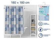 Шторка для ванной, 12 колец в комплекте, 180x180 см, Secret, калейдоскоп, Perfecto Linea 36-118104