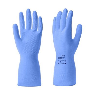 Перчатки латексные HQ Profiline, р-р L, с х/б покрытием, синий