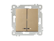 Выключатель 2-клав., с подсветкой, скрытый, без рамки, винт. зажим, золото, RITA, 10 A, 250 V, IP 20, Mutlusan 22004260280