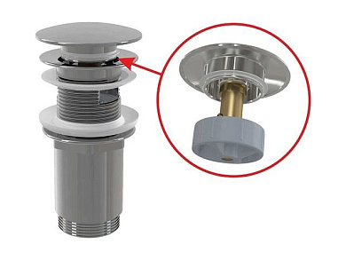 Водослив для умывальника click/clack 5/4, цельнометаллический с большой заглушкой, Alcaplast A392C-BL-01