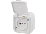 Розетка 1-ая, открытая, б/з, брызг. защ., белая, Стандарт, RA16-201-Б, Юпитер JP7410-06
