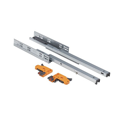 Направляющая скрытого монтажа L-500 с доводчиком ДСП16-18mm с замками компл. левая+правая 3D полное выдвижение AKS 91260