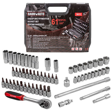 Набор инструментов 61 пр., 3/8" 6-гр BaumAuto BM-3611