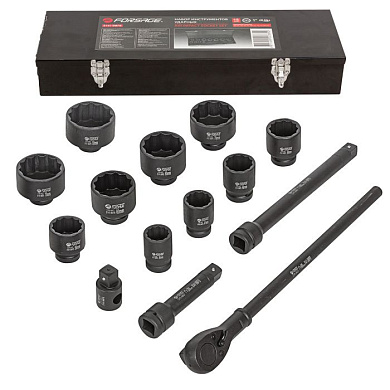 Набор ударных головок 15 пр. 1'' 12-гр. 36-80 мм Forsage F-8141-9MPB