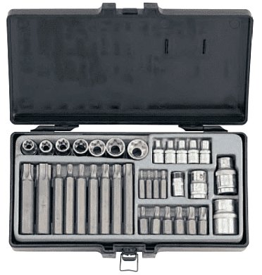 Набор бит Torx, TorxTR 1/4''&10 мм&14 мм и головок Е-профиль 1/4''&3/8'' 35 пр. Force 4352