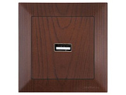 Розетка 1-ая USB, скрытая, орех, DARIA, Mutlusan 21204480157