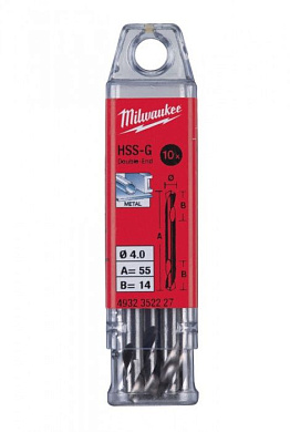 Сверло по металлу двуxстороннее HSS-G 4,0x14x55 мм. 10 шт. Milwaukee 4932352227