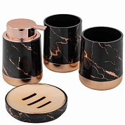 Набор для ванной комнаты 4 пр., мыльница, дозатор для мыла, подставка для зубных щеток, подставка для косметических аксессуаров La and Te beaute LT-BSP-14BK