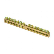 Шина PEN "ноль-земля" (8х12мм) 14 отверстий латунь крепеж по центру розничный стикер EKF PROxima sn0-125-14-c-r