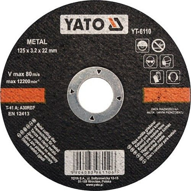 Круг отрезной по металлу 125х3,2х22 мм Yato YT-6110