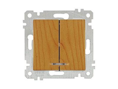 Выключатель 2-клав., с подсветкой, скрытый, без рамки, винт. зажим, дуб, RITA, 10 A, 250 V, IP 20, Mutlusan 22004260258