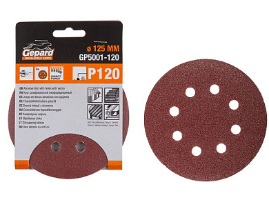 Круг шлифовальный самосцепляющийся 125 мм Р60 Gepard 5 шт GP5001-60