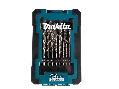 Набор сверл по металлу ц/х, HSS-G, D-78352 19 шт., 1-10 мм, шаг 0.5 мм Makita D-78352