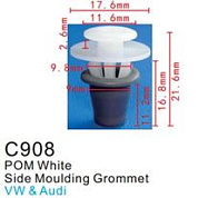 Клипса для крепления внутренней обшивки а/м Ситроен/Субару/Сузуки, пласт., 100 шт Forsage C0908(Citroen/Subaru/Suzuki)