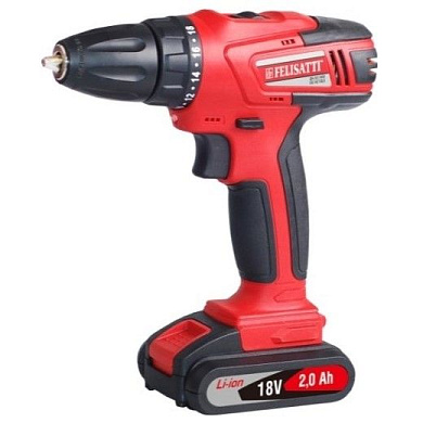 Дрель-шуруповерт аккумуляторная 18В., 2АКБ Li-ion,2,0A*h, 2-х ск,.0-400/0-1400 об/мин., 35Нм., сверлен 10-30мм Felisatti ДА-10/18Л2 Felisatti