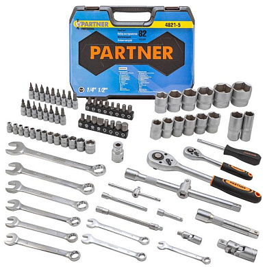 Набор инструментов 82 пр. 1/4''&1/2'' 6-гр Partner PA-4821-5