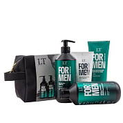 Мужской подарочный набор, гель LT-2357, шампунь LT-2340, крем LT-2388, бальзам LT-2371, bag4, черная уп La and Te beaute LTMEN13