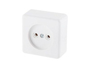 Розетка 1-ая, открытая, б/з, белая, Эконом, РА16-019, Юпитер JP7421-05