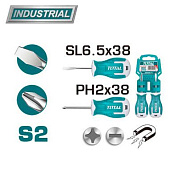 Набор отверток PH, SL 2 пр TOTAL THTS20206