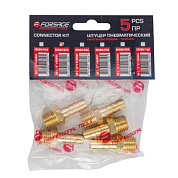 Переходник резьбовой, наруж. резьба 1/4"-"елочка" 8 мм, к-т 5 шт Forsage F-MH04/05K