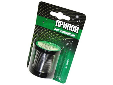 Припой ПОС 61 проволока, катушка ф2 мм, 100 гр в блистере, без канифоли., Векта 191014