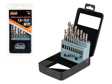 Набор сверл по металлу 19 шт 1-10 мм HSS Gepard GP0301-19