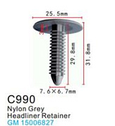 Клипса для крепления внутренней обшивки а/м GM пластиковая, 100 шт Forsage C0990(GM)