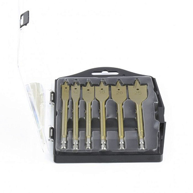 Набор сверл перовых по дереву, 10-12-16-18-20-25 мм, 6 шт, Matrix 70445