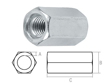 Гайка М20 удлиняющая, цинк, 10 шт в карт. уп. Starfix SMC2-86973-10