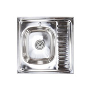 Мойка нерж. сталь, квадратная одночашевая, 600*600мм, полир хром, накладная (0,6мм), мойка слева AKS 42598