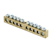 Шина PEN "ноль-земля" (6х9мм) 10 отверстий латунь крепеж по центру розничный стикер EKF PROxima sn0-63-10-r