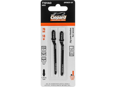 Пилка лобз. по дереву T101AO, 2 шт., пропил криволинейный, тонкий, аккуратный и чистый рез GEPARD GP0631-01