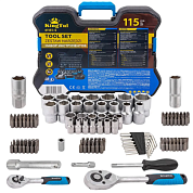 Набор инструментов 115 пр 1/4''&1/2'' 6-гр KINGTUL KT-41151-5