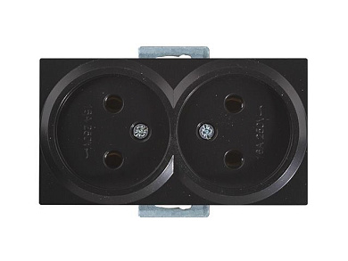 Розетка 2-ая, скрытая, б/з, керамика черная, RITA Mutlusan 2200 201 0284