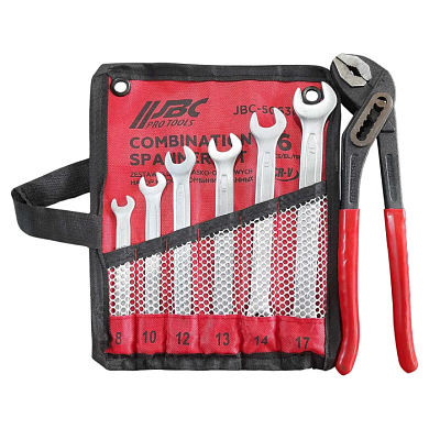 Набор комбинированных ключей 8-17 мм, пассатижи переставные 6 пр JBC JBC-5063P+1