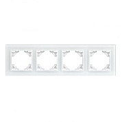 Минск Рамка 4-местная стеклянная белая EKF Basic ERM-G-404-10