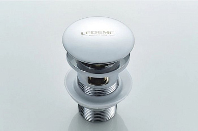 Донный клапан (выпуск) для умывальника с переливом click/clack 1 1/4", латунь, хром Ledeme L65-2