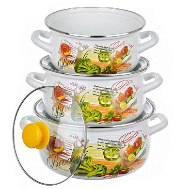 Набор кастрюль 2, 3, 4 л, "Брокколи-ЭКСТРА" Керченский металлургический завод 61904-Набор Брокколи-ЭКСТ