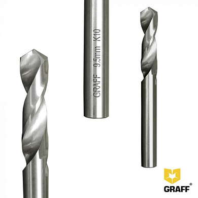 Сверло по металлу цельнотвердосплавное (монолитное) 9,5 мм K10 GRAFF 849584