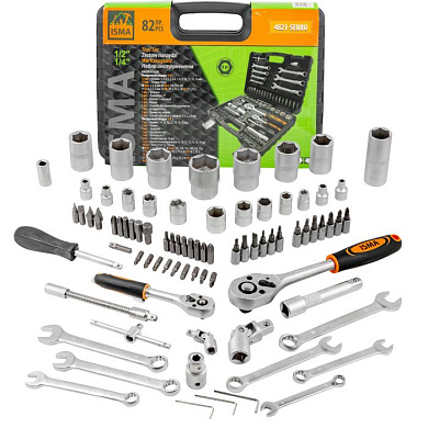 Набор инструментов 82 пр. 1/4''&1/2'' 6-гр. ISMA ISMA-4821-5EURO
