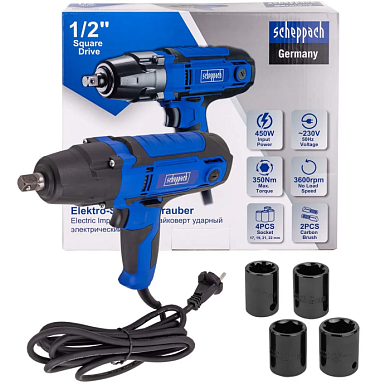 Гайковерт ударный электрический 1/2'' 450Вт Scheppach Sch-IW550S