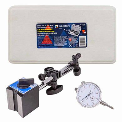Индикатор часового типа с магнитной стойкой 0-10 мм погрешность 0,01 мм SIGMATOOL Sigmatool-01729