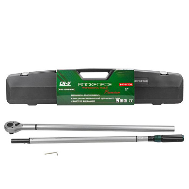 Ключ динамометрический щелчкового типа с быстрой фиксацией "Premium" 500-1500Нм, 1", в пластиковом кейсе RockForce RF-64781700 Premium