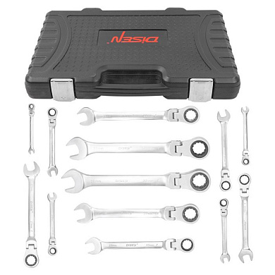 Набор ключей комбинированных трещоточных с шарниром 13 пр., 8-32 мм DISEN DSS1602F