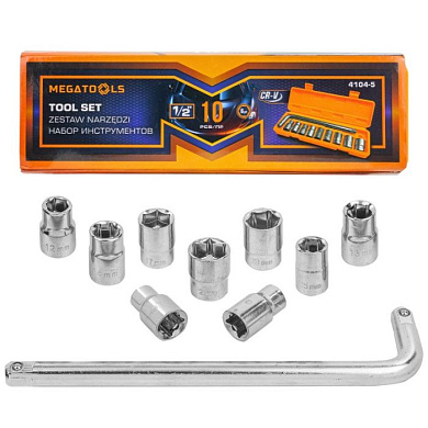 Набор торцевых головок 10-21 мм1/2'' 6-гр. MEGATOOLS MT-4104-5