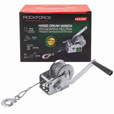 Лебедка барабанная ручная г/п 360кг RockForce RF-KB-S-800