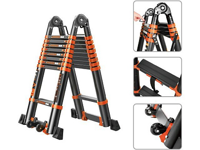 Лестница телескопическая 2-х секц. алюм. 410/820см, 2х10ступ. 28,8кг BLACK LINE STARTUL ST9932-082