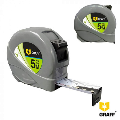 Рулетка измерительная, металл. полотно 5 м x 19 мм ''Standart'' GRAFF 122519