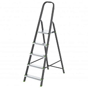Стремянка, 5 ступеней, стальной профиль, алюминиевые ступени Россия Сибртех 97955
