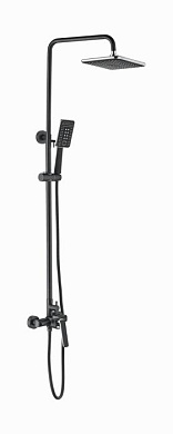 Душевая система со смесителем без излива и тропическим душем, латунь, черный L2474B Ledeme